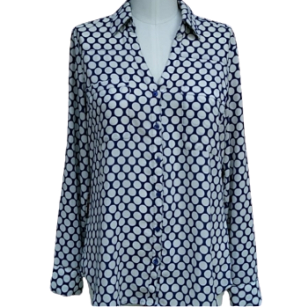 👽Express Big Polka Dot Button Down Blouse